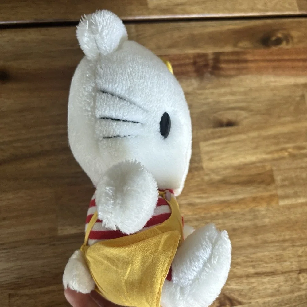 Vintage Sanrio Hello Kitty Plush Stuffed Toy Rare Yellow‎ Overalls & Bow 80s